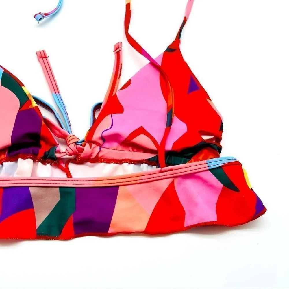 Colorful Triangle Tie Around Neck Bikini Top - Picture 8 of 9